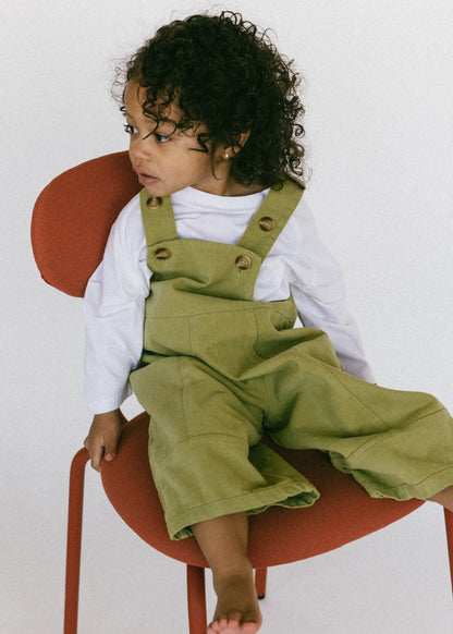 Oversized Overalls- Pea Green