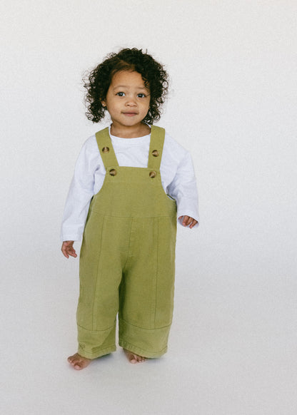 Oversized Overalls- Pea Green