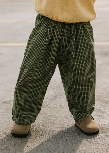 Check Pant- Olive & Cream
