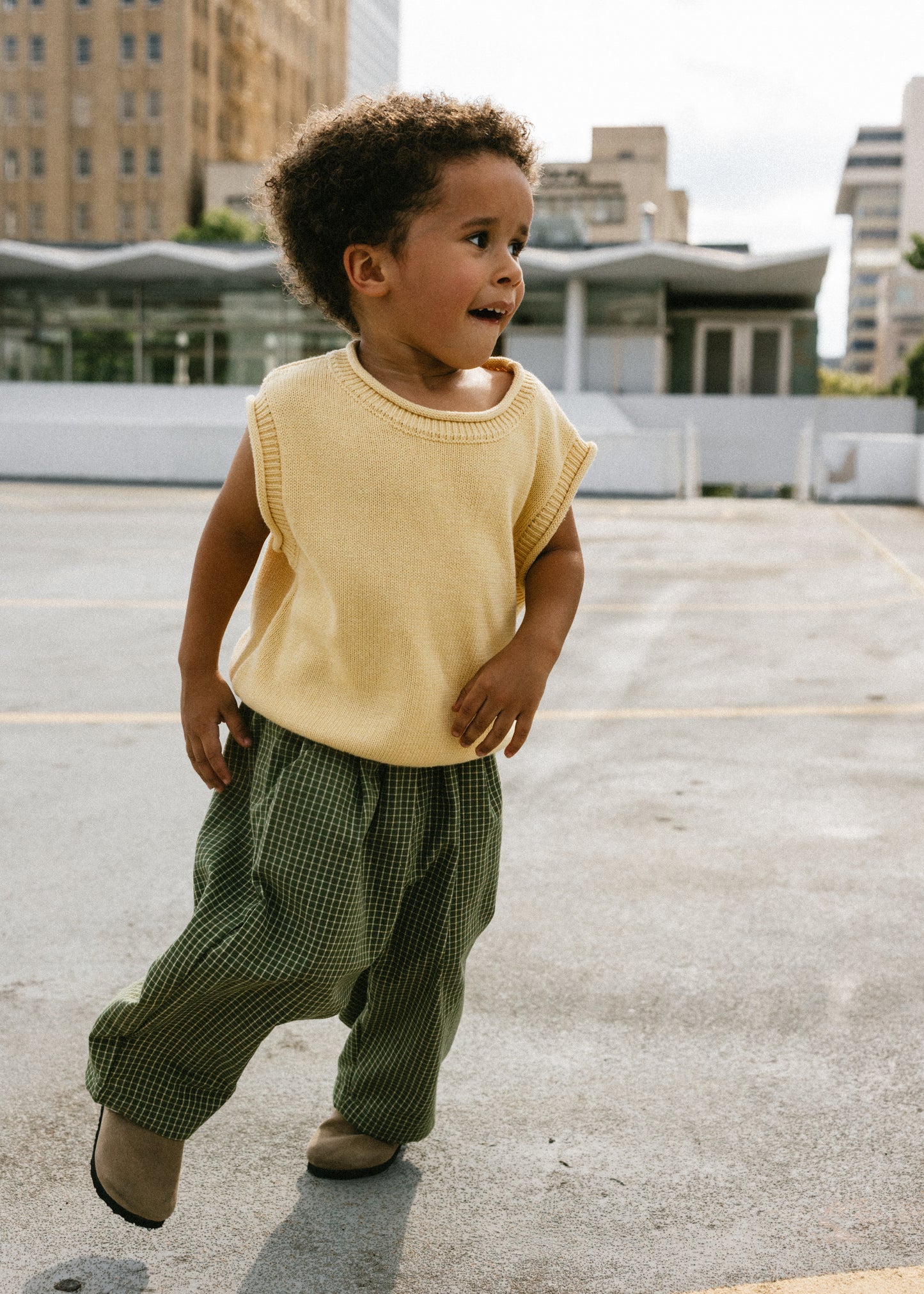 Check Pant- Olive & Cream