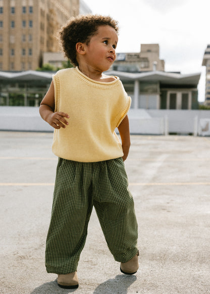 Check Pant- Olive & Cream