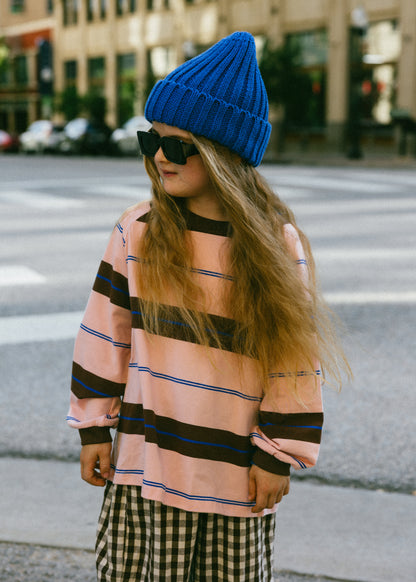Retro Stripe Long Sleeve- Light Pink
