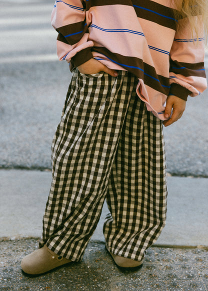 Soft Gingham Pants- Brown