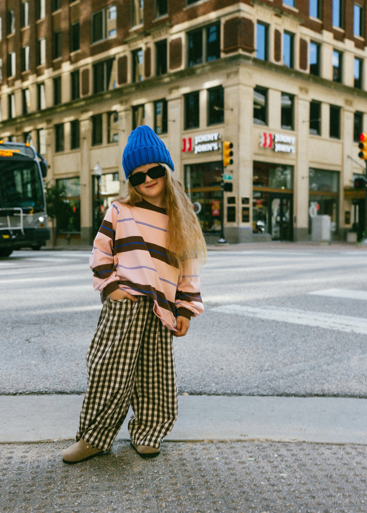 Soft Gingham Pants- Brown