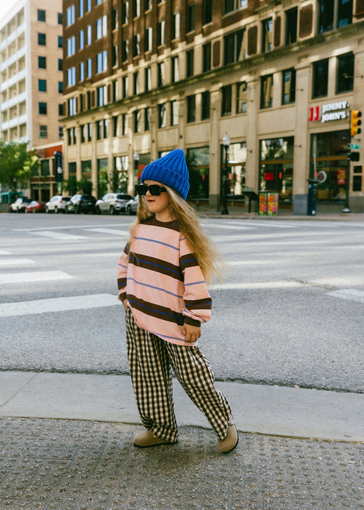 Retro Stripe Long Sleeve- Light Pink