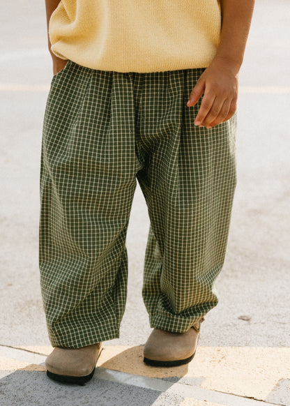 Check Pant- Olive & Cream