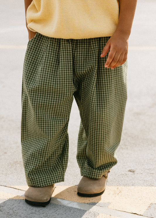 Check Pant- Olive & Cream
