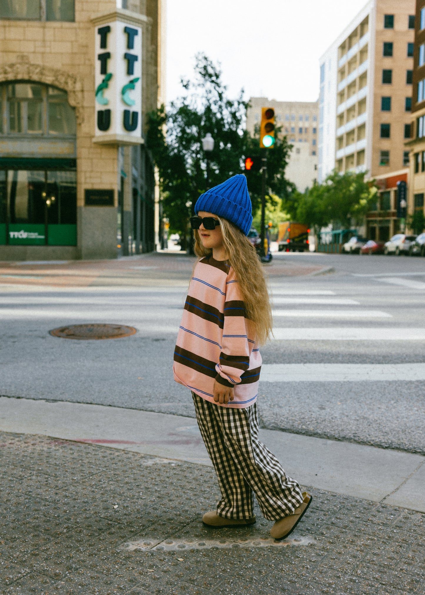 Soft Gingham Pants- Brown