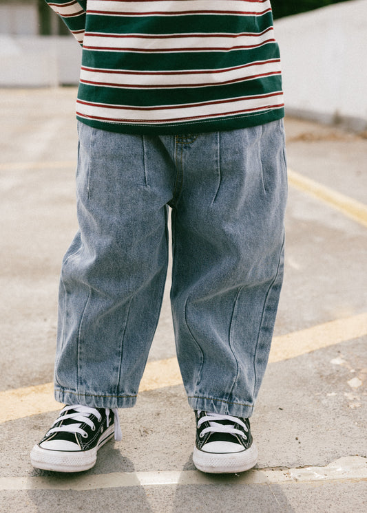 Pleated Denim- Light Wash