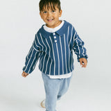 Striped Polo- Blue