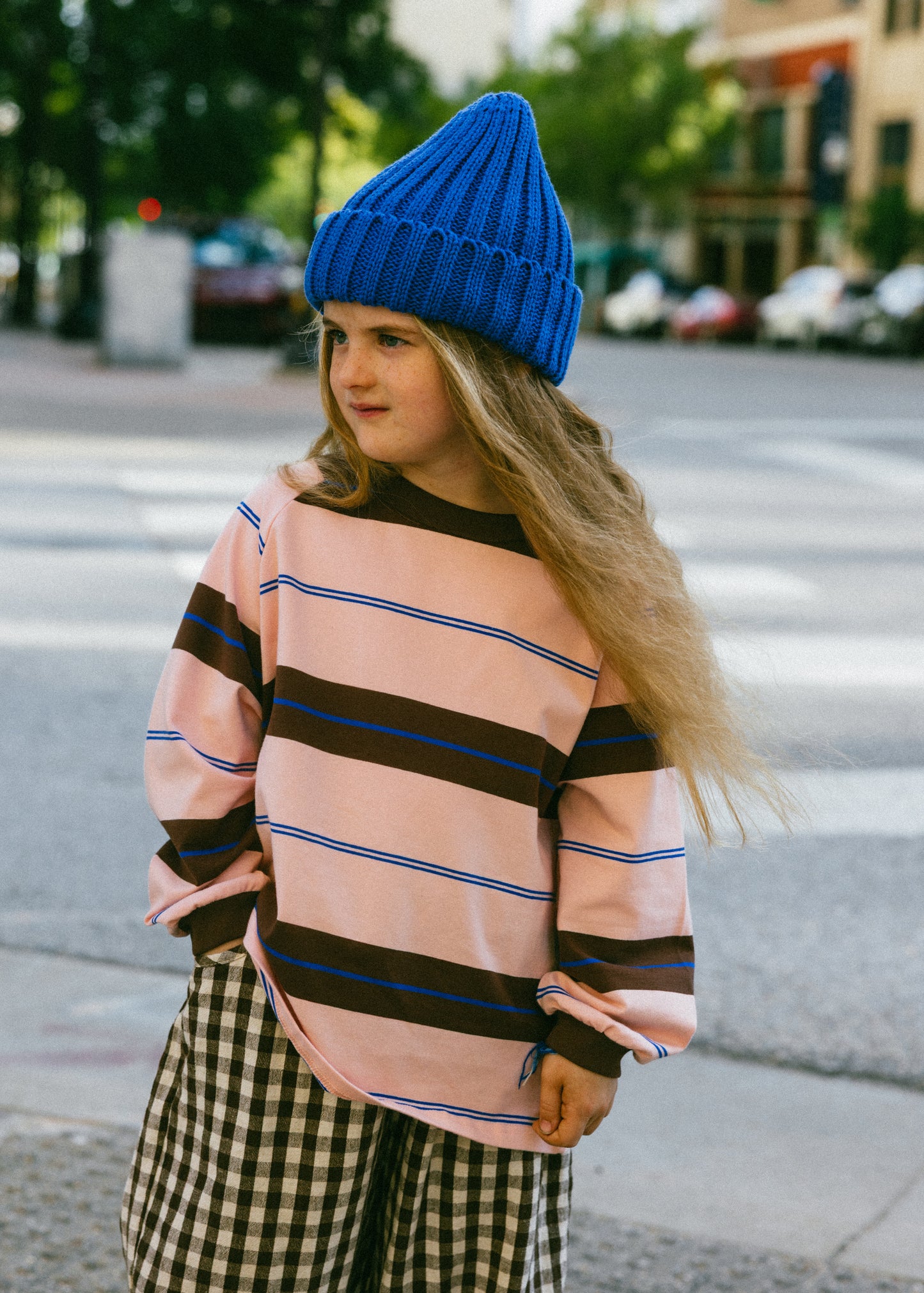 Retro Stripe Long Sleeve- Light Pink