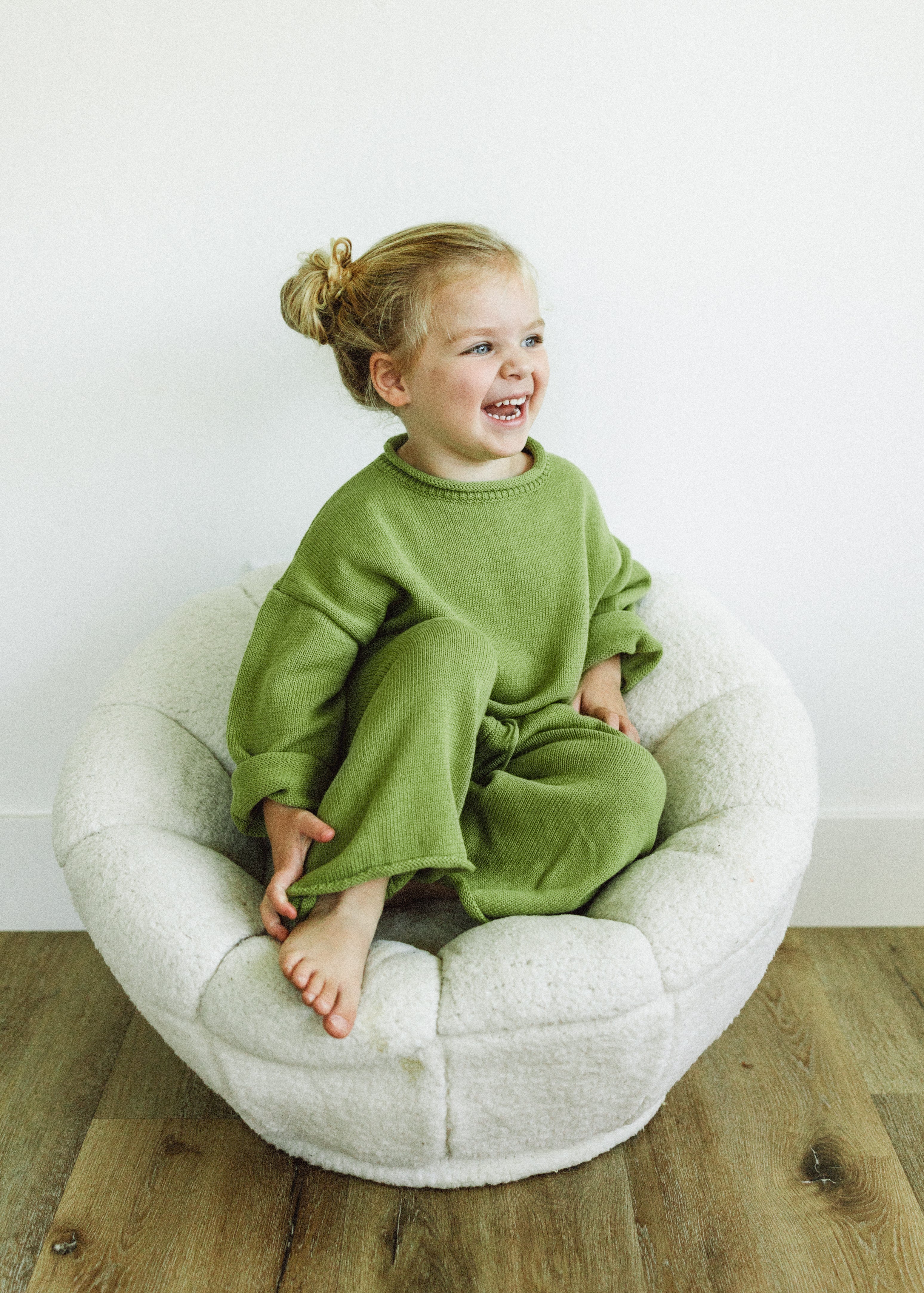 Knitted Cotton Pants Pea Green