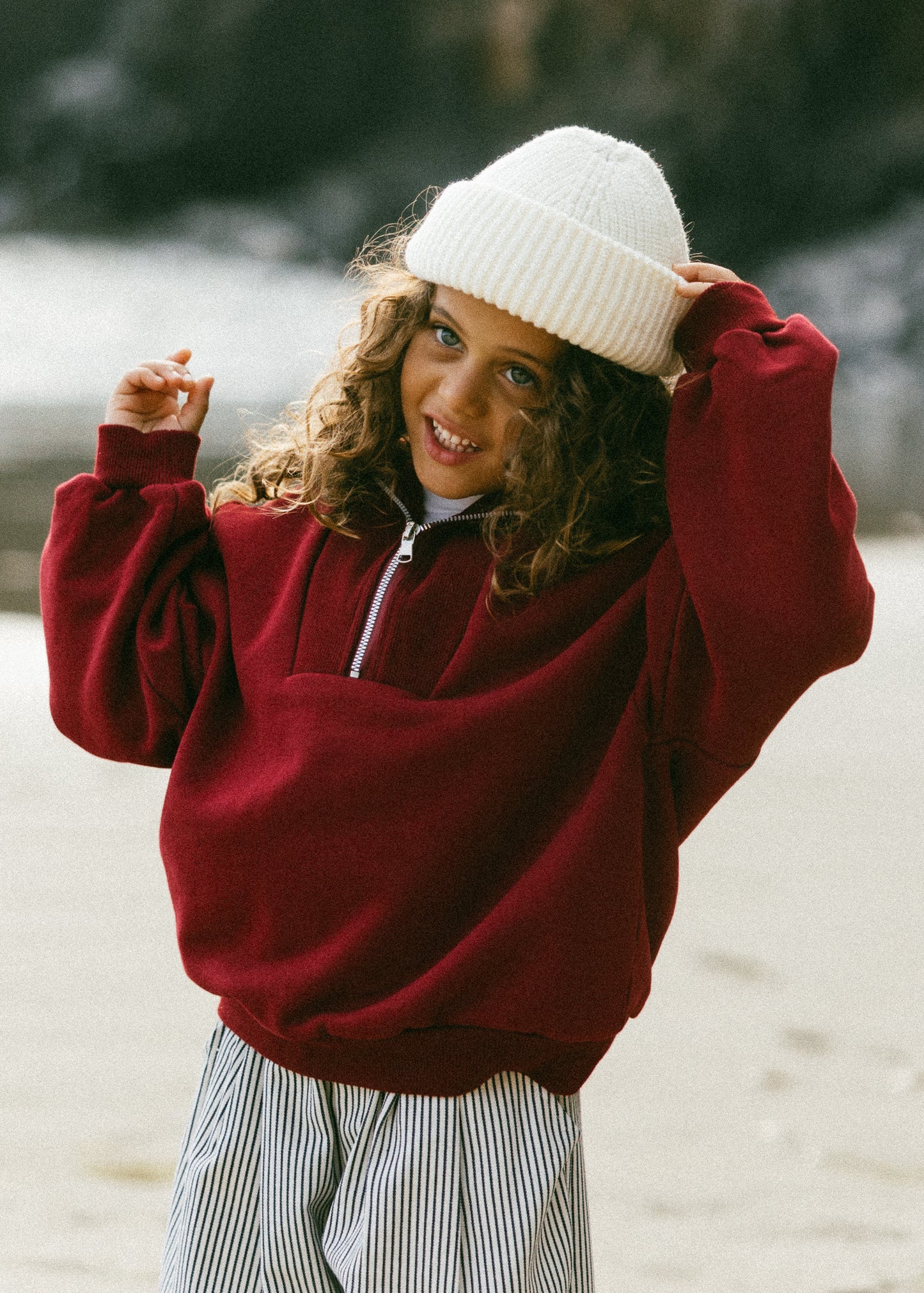 Half Zip Sweater- Cranberry