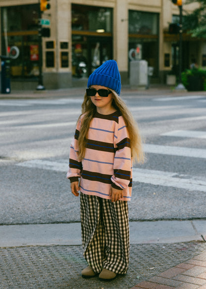 Retro Stripe Long Sleeve- Light Pink