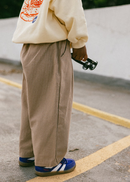Check Pant- Flax & White