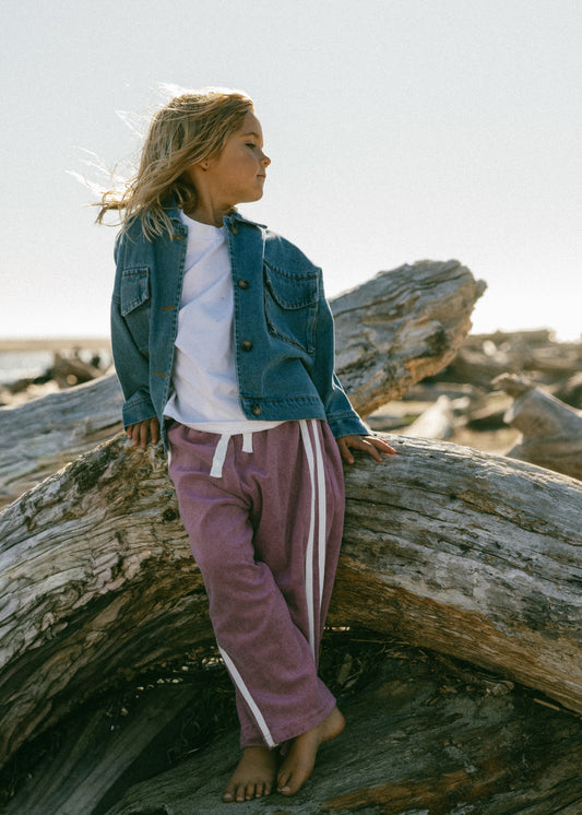 Racer Terry Pants- Mulberry