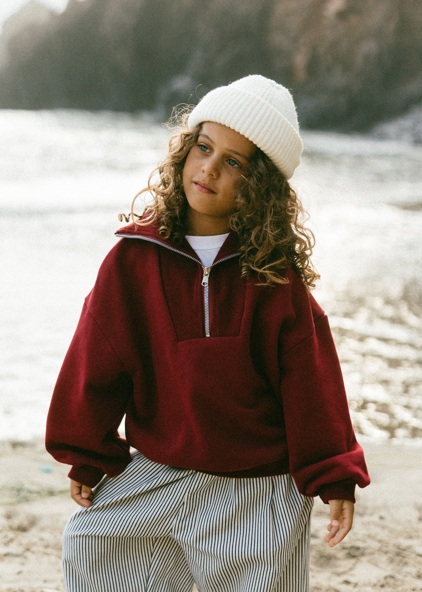 Half Zip Sweater- Cranberry