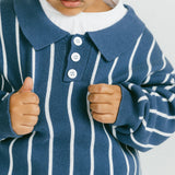 Striped Polo- Blue