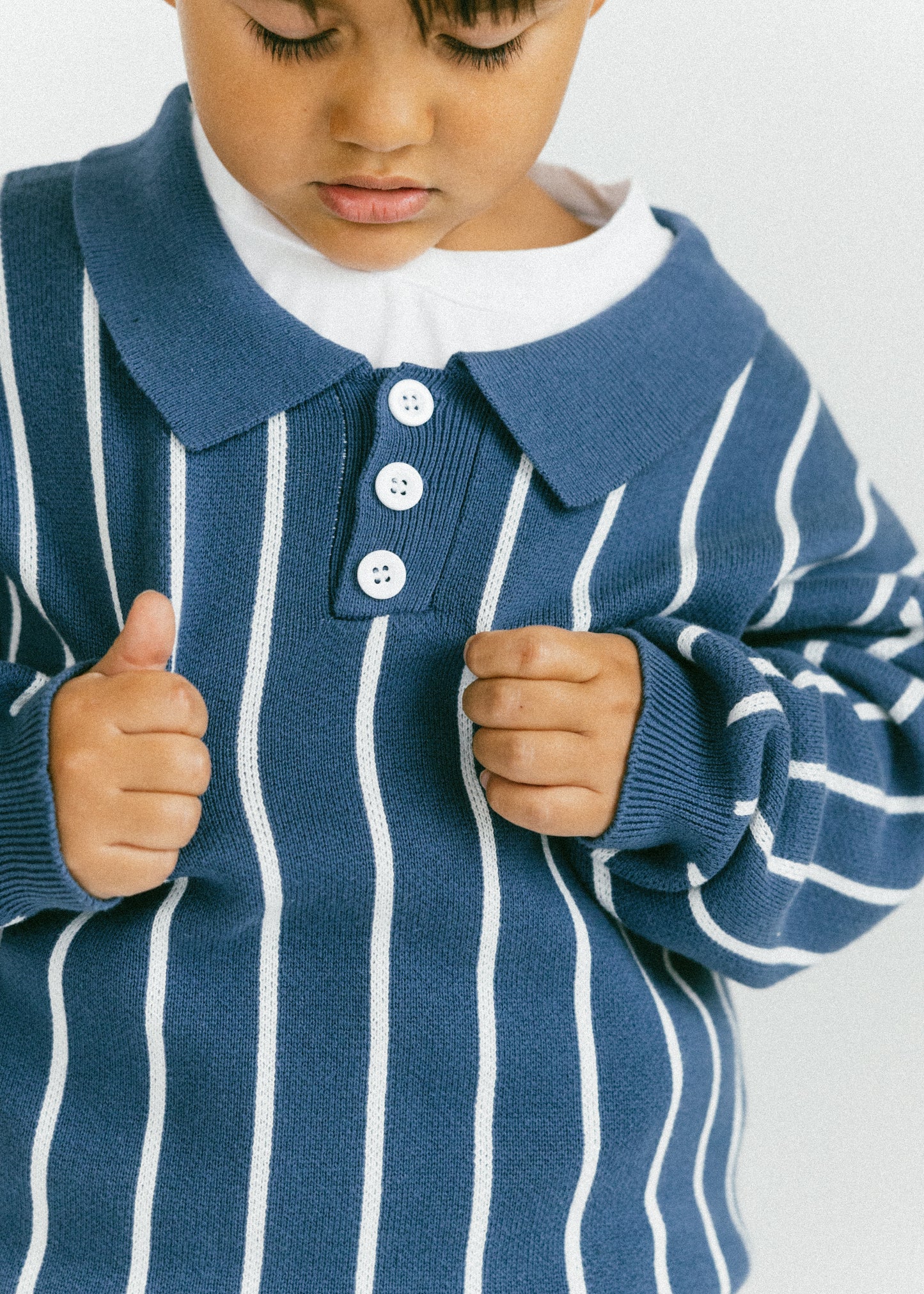 Striped Polo- Blue