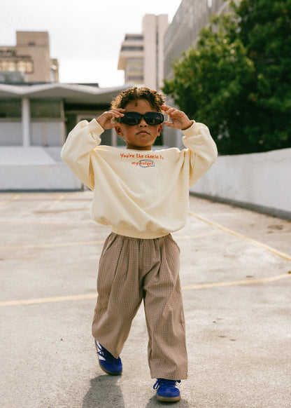 Graphic Crewneck- Burger- Butter Yellow