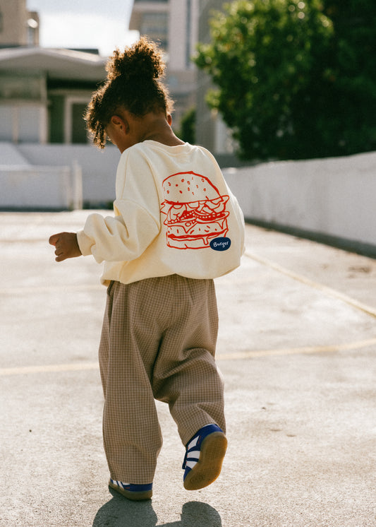 Graphic Crewneck- Burger- Butter Yellow