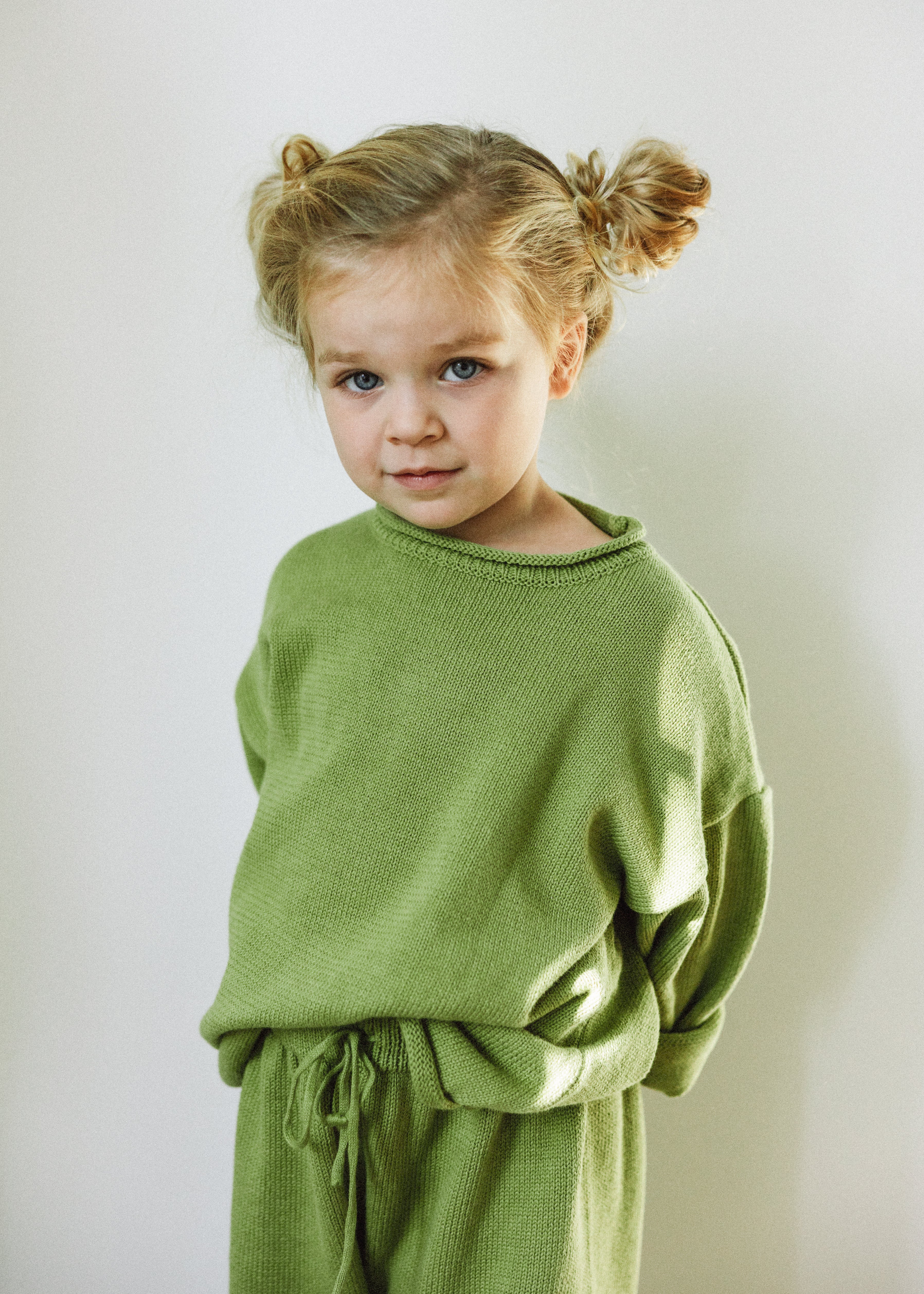 Knitted Cotton Pants Pea Green
