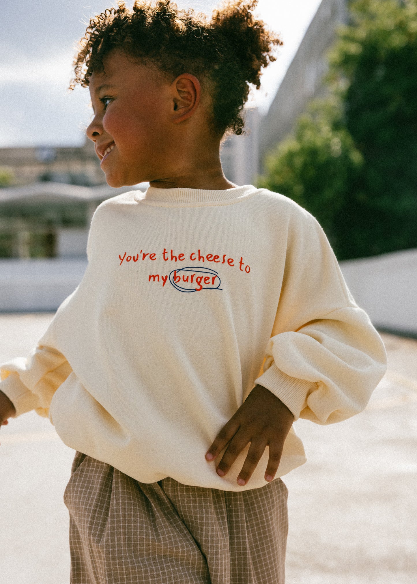Graphic Crewneck- Burger- Butter Yellow