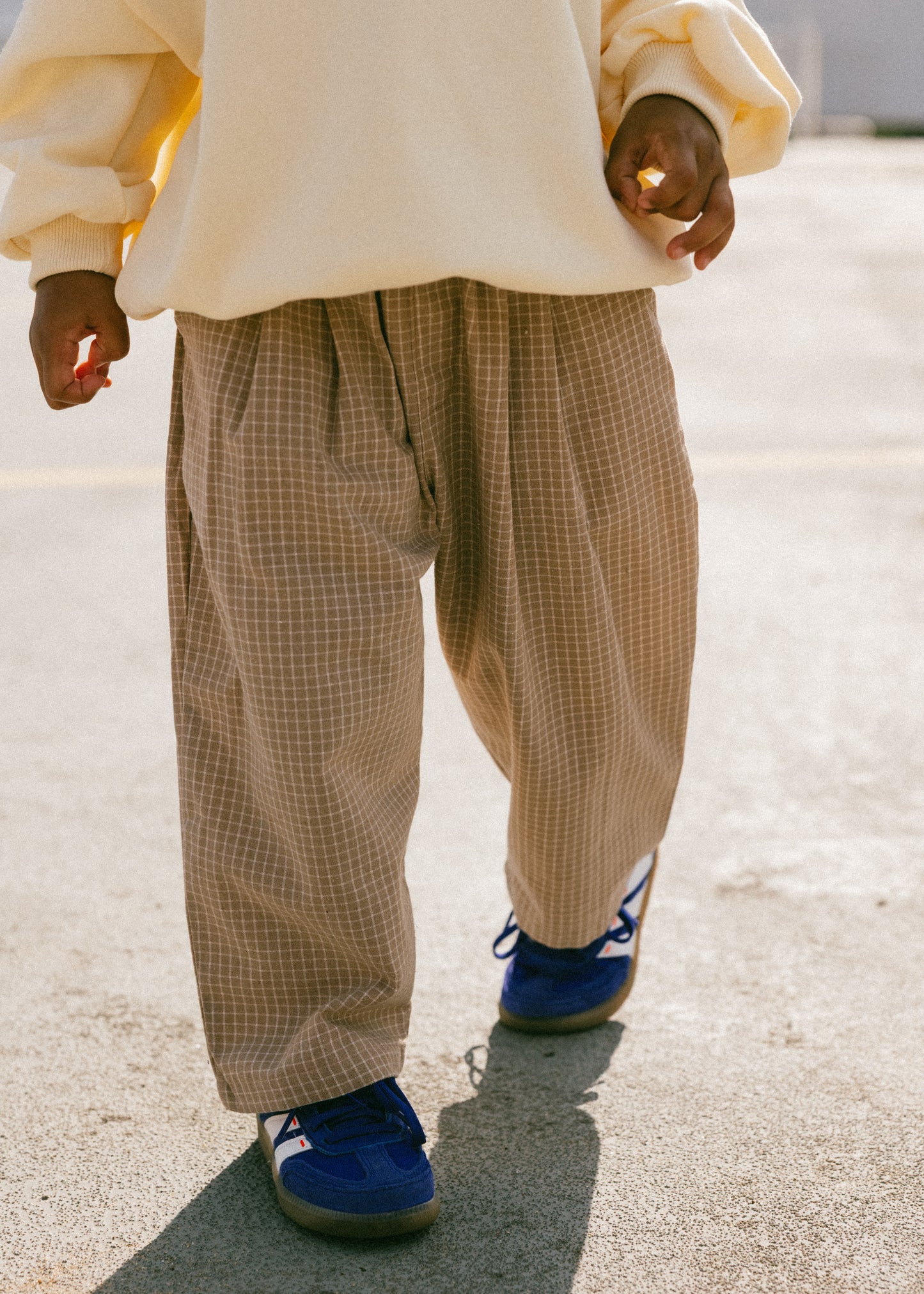 Check Pant- Flax & White