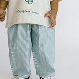 Textured Pin Stripe Pants- Green