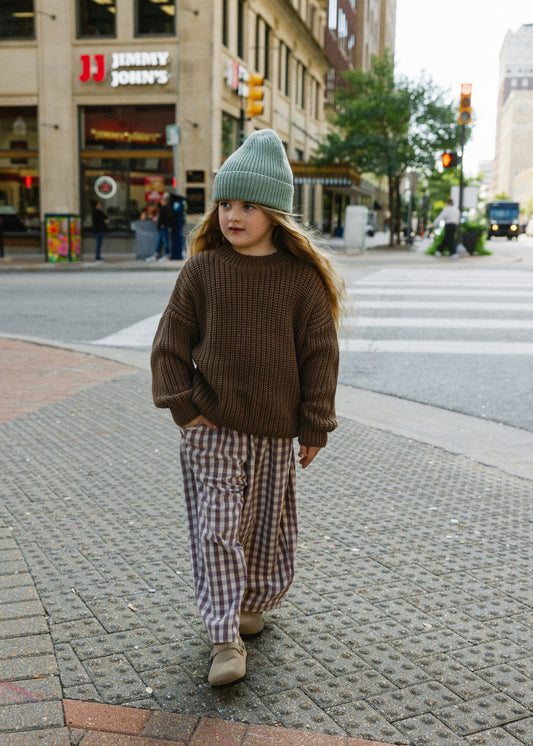 Soft Gingham Pants- Light Purple
