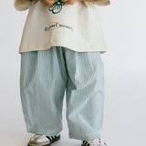 Textured Pin Stripe Pants- Green