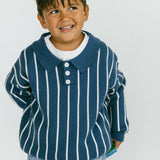 Striped Polo- Blue