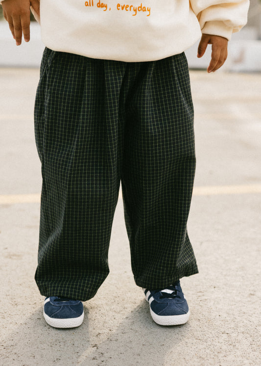 Check Pant- Navy & Green
