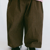 Textured Mini Check Pants- Brown