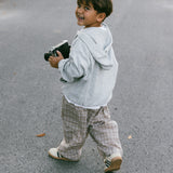 Plaid Cotton Pants- Tan