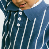 Striped Polo- Blue