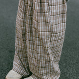 Plaid Cotton Pants- Tan