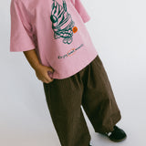 Textured Mini Check Pants- Brown