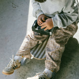 Plaid Cotton Pants- Tan