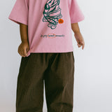 Textured Mini Check Pants- Brown