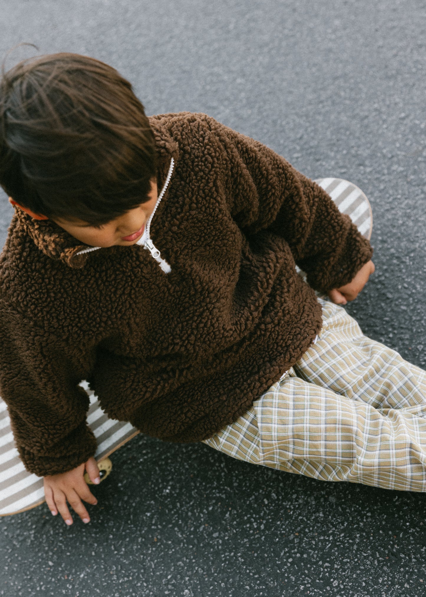 Sherpa Quarter Zip Pullover- Brown