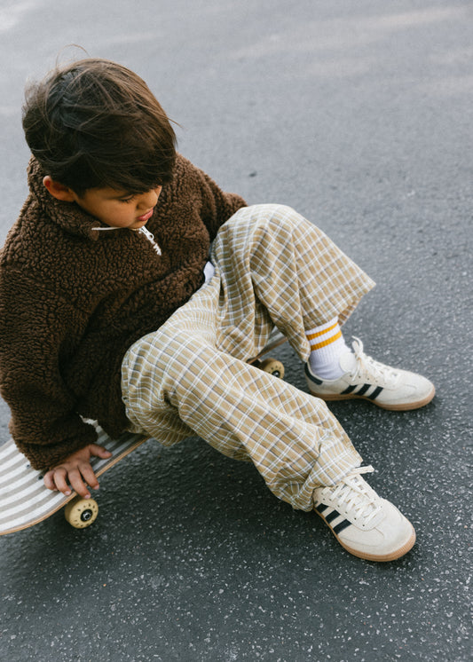 Plaid Cotton Pant- Mustard Yellow