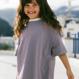 Mini Stripe Tee- Blueberry