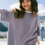 Mini Stripe Tee- Blueberry