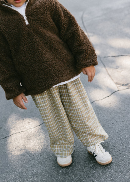 Sherpa Quarter Zip Pullover- Brown