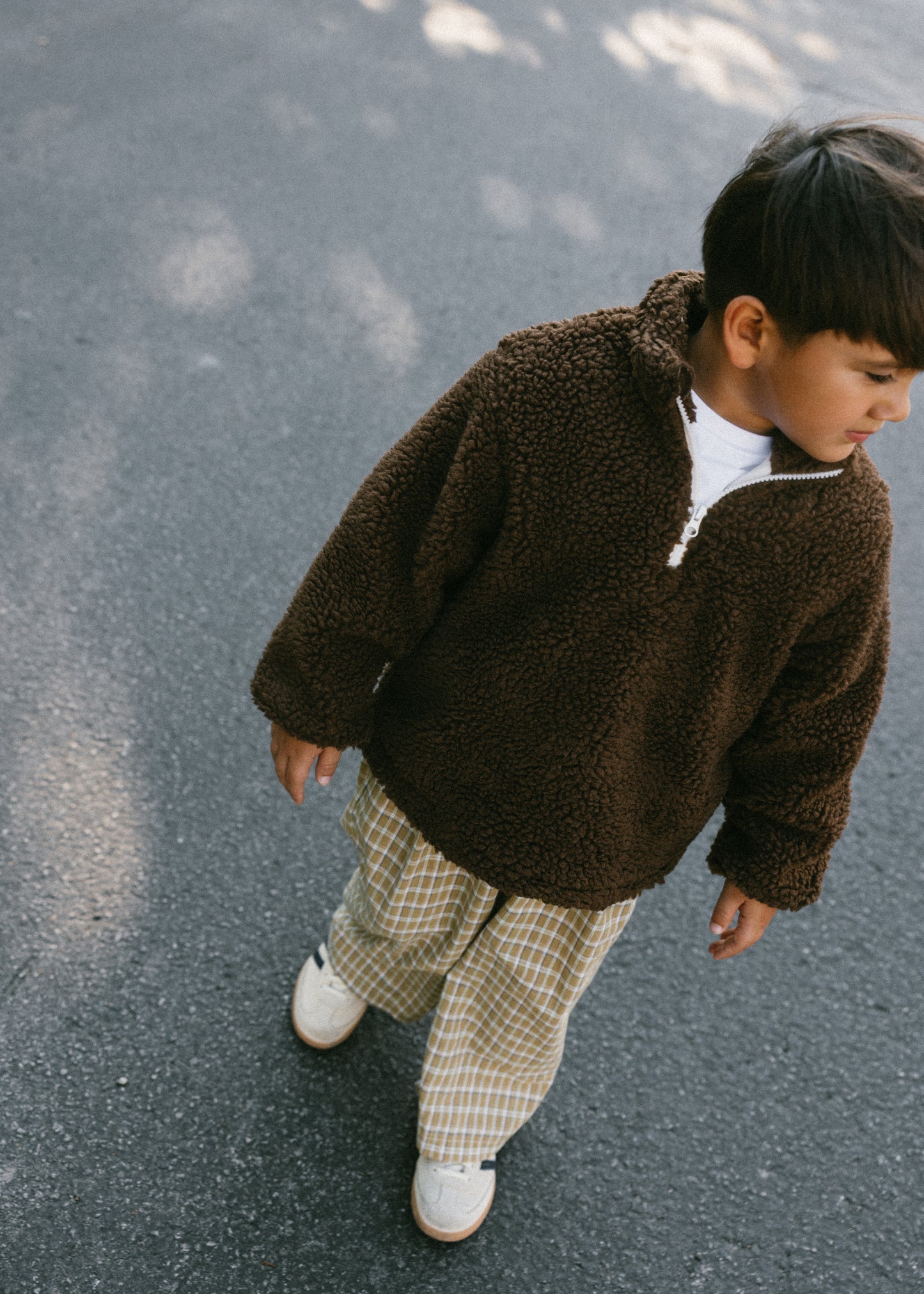 Sherpa Quarter Zip Pullover- Brown