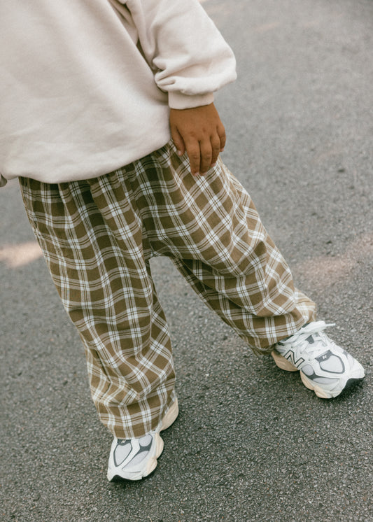 Plaid Pant- Olive