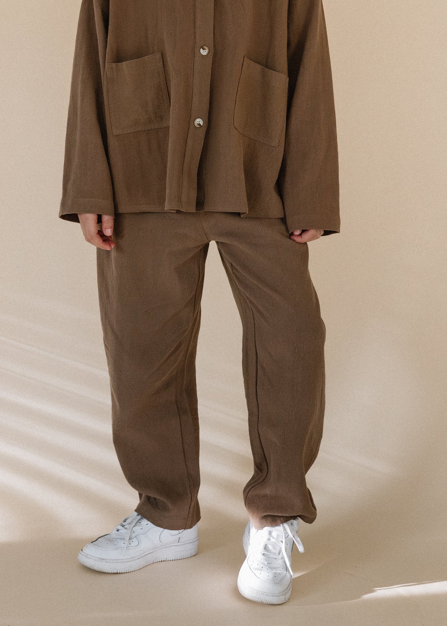 Cotton Linen Trousers- Brown
