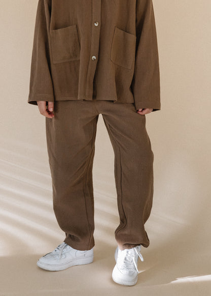 Cotton Linen Trousers- Brown