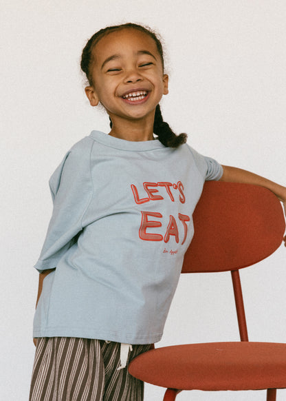 Graphic Tee- Let's Eat- Baby Blue